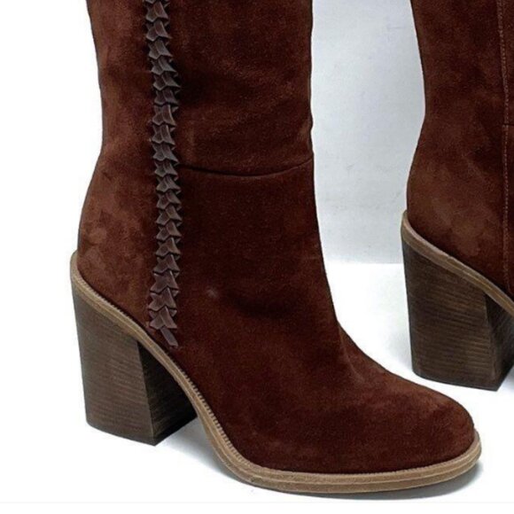 UGG Maeva tall chocolate brown tall suede leather boots 8.5 - Picture 1 of 7